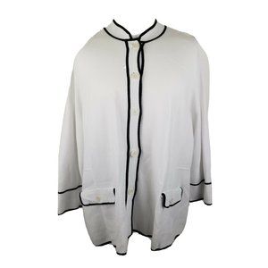 Talbots Womens 3XL White/Black Button Up Cardigan